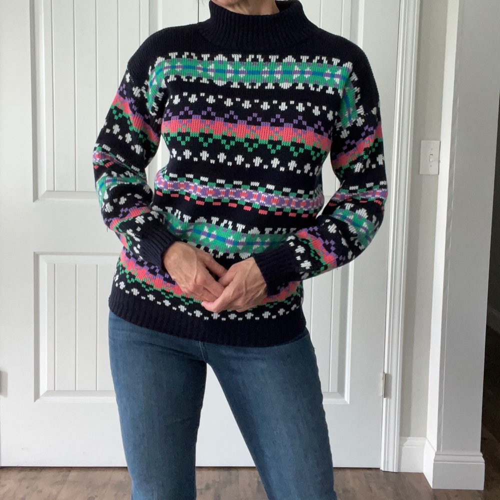 Vintage 80s Clifton Place Fair Isle Sweater Made in USA Size 12